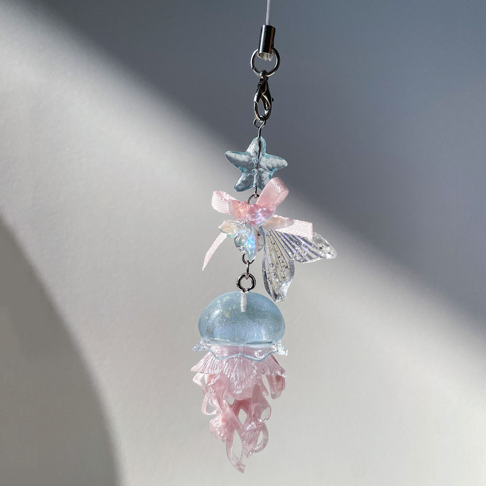 Car Accessories Bangkok - Blue Pink Jellyfish Phone Charm Starfish