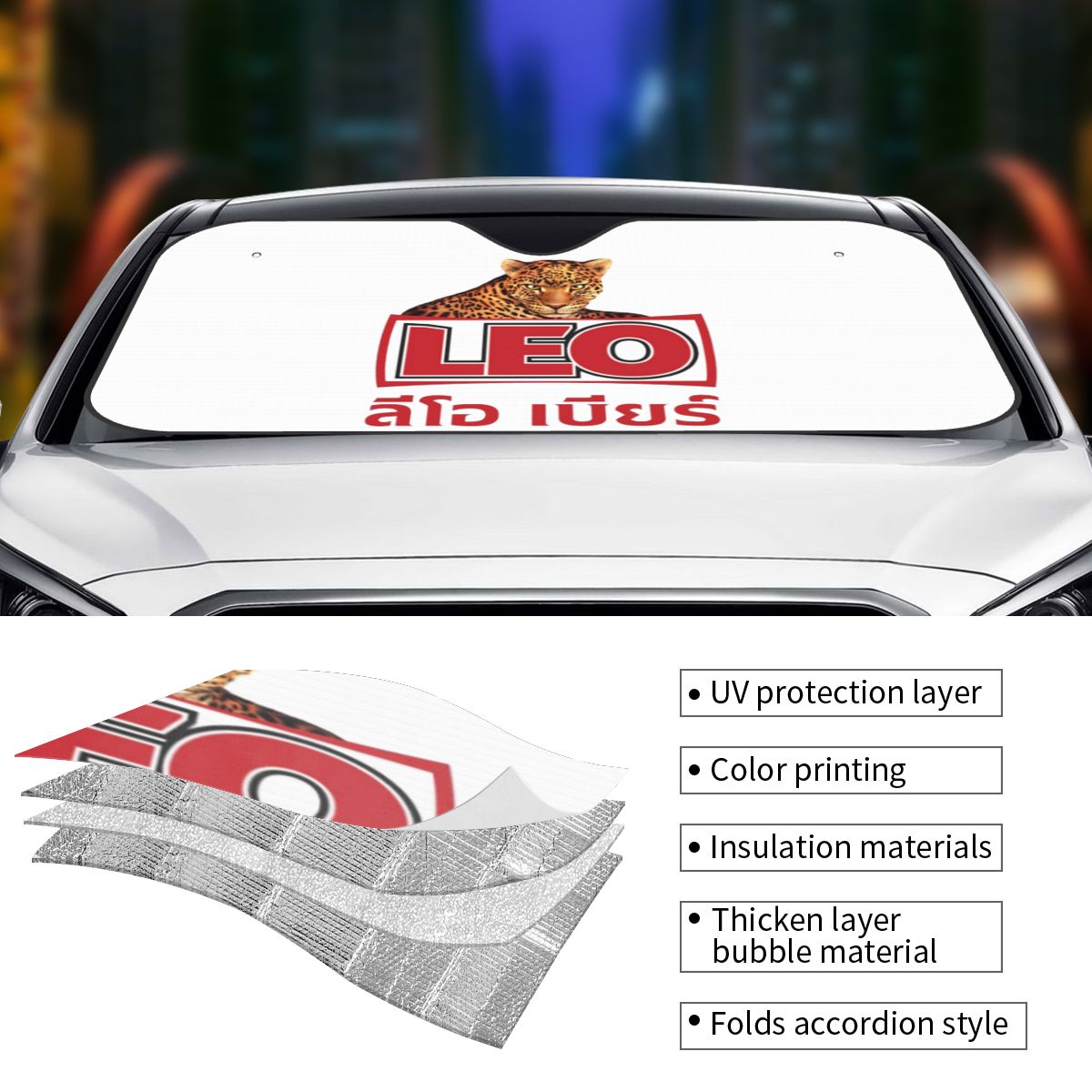 Leo Beer Bangkok Sunshade Wind - Car Accessories Bangkok recension och pris