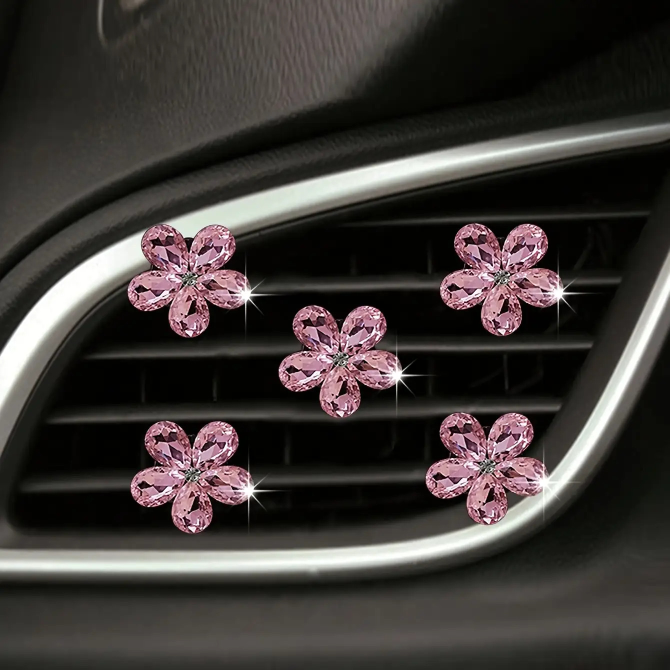 5Pcs Bling Crystal Flower Car  - Car Accessories Must Have recension och pris